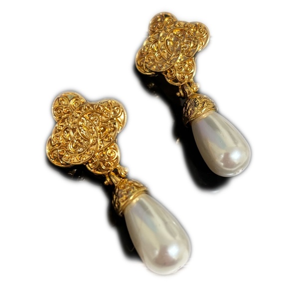 CHANEL Jewelry - Authentic Chanel Baroque gold re-purposed earrings